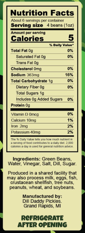 Zesty Dill Beans 1 Jar (16 oz)